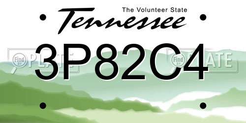 3P82C4 Tennessee License Plate