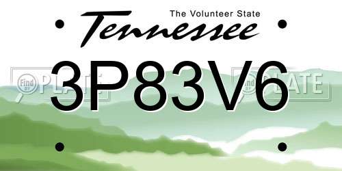 3P83V6 Tennessee License Plate