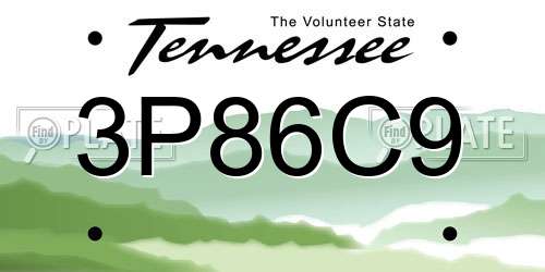 3P86C9 Tennessee License Plate
