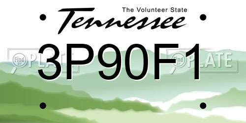 3P90F1 Tennessee License Plate
