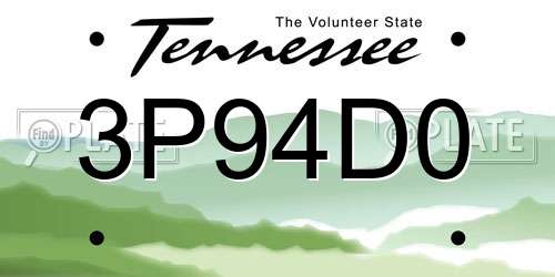 3P94D0 Tennessee License Plate