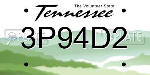 3P94D2 Tennessee License Plate