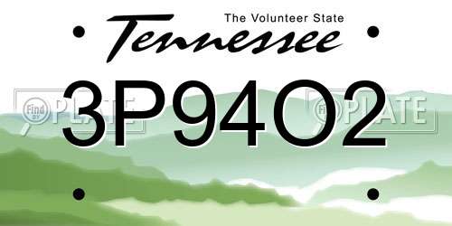 3P94O2 Tennessee License Plate
