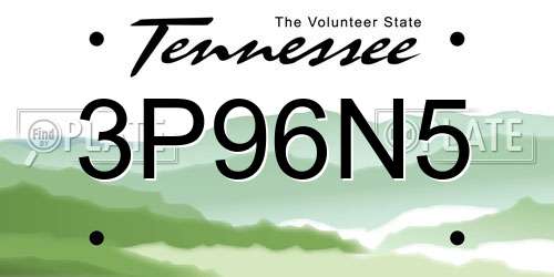 3P96N5 Tennessee License Plate