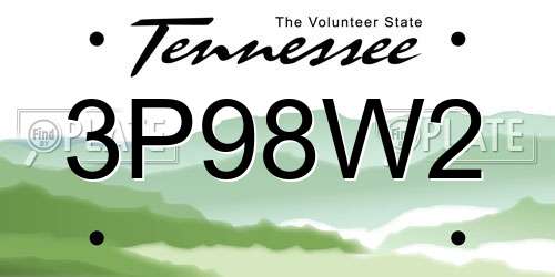 3P98W2 Tennessee License Plate