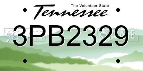 3PB2329 Tennessee License Plate