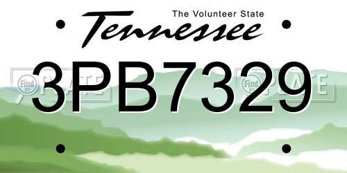 3PB7329 Tennessee License Plate