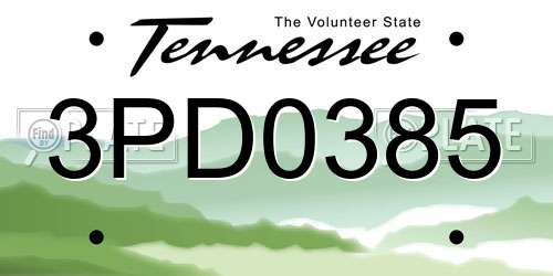 3PD0385 Tennessee License Plate