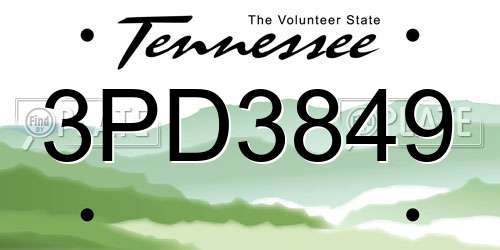 3PD3849 Tennessee License Plate
