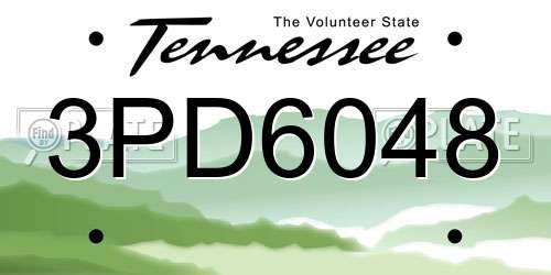 3PD6048 Tennessee License Plate