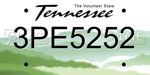3PE5252 Tennessee License Plate