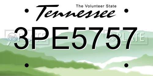 3PE5757 Tennessee License Plate