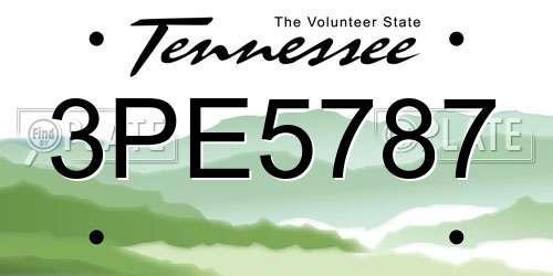 3PE5787 Tennessee License Plate