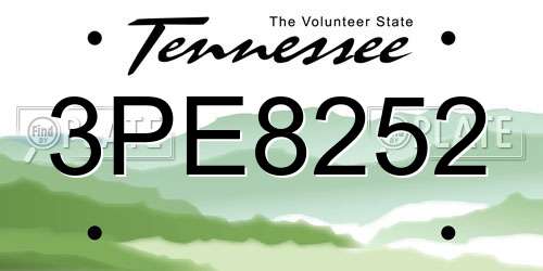 3PE8252 Tennessee License Plate