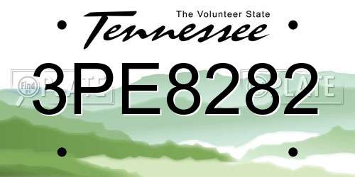 3PE8282 Tennessee License Plate