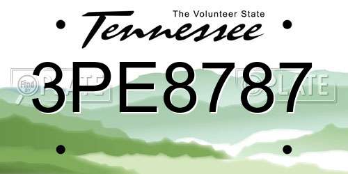 3PE8787 Tennessee License Plate
