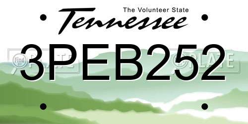 3PEB252 Tennessee License Plate