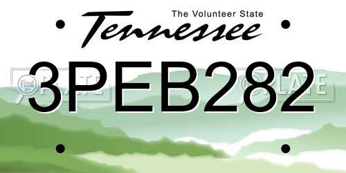 3PEB282 Tennessee License Plate
