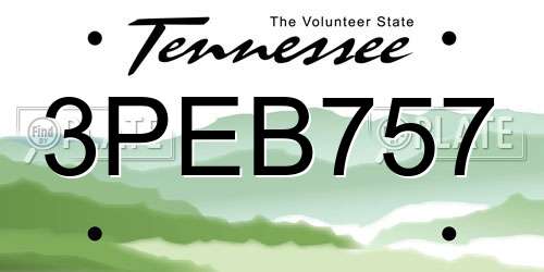 3PEB757 Tennessee License Plate