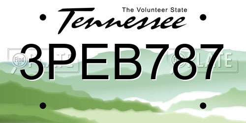 3PEB787 Tennessee License Plate