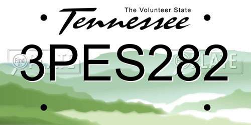 3PES282 Tennessee License Plate