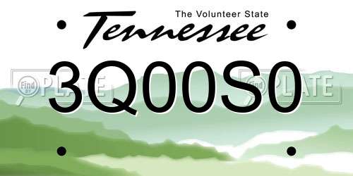 3Q00S0 Tennessee License Plate