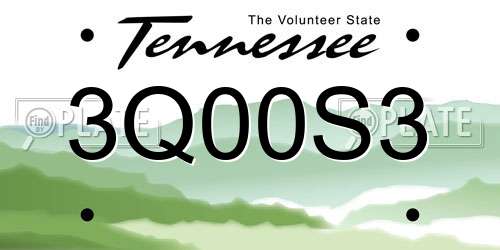 3Q00S3 Tennessee License Plate
