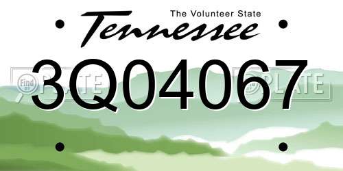 3Q04067 Tennessee License Plate