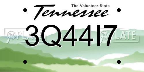 3Q44I7 Tennessee License Plate