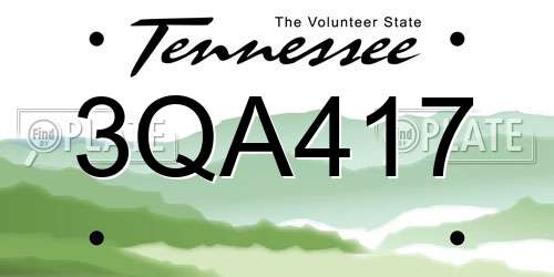 3QA417 Tennessee License Plate
