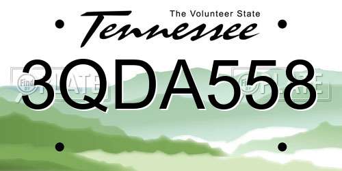 3QDA558 Tennessee License Plate