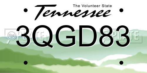 3QGD83 Tennessee License Plate