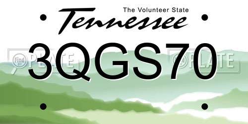 3QGS70 Tennessee License Plate