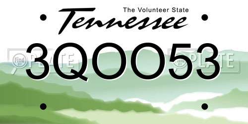 3QOO53 Tennessee License Plate