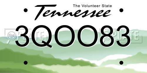 3QOO83 Tennessee License Plate