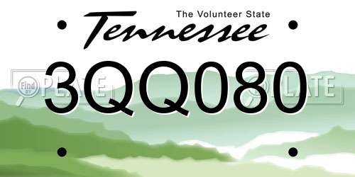 3QQ080 Tennessee License Plate