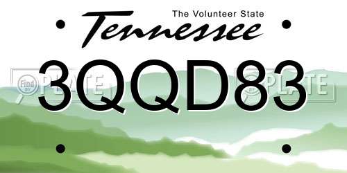 3QQD83 Tennessee License Plate