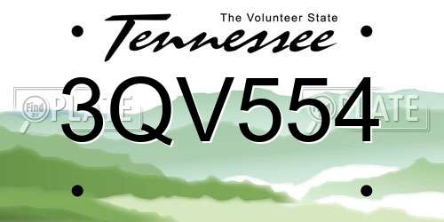 3QV554 Tennessee License Plate