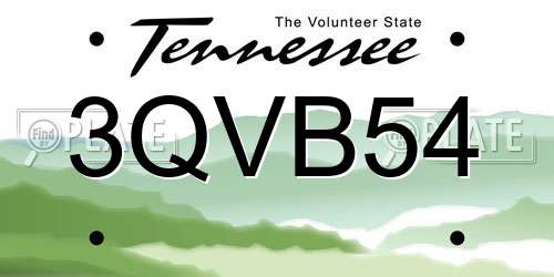 3QVB54 Tennessee License Plate