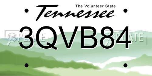 3QVB84 Tennessee License Plate