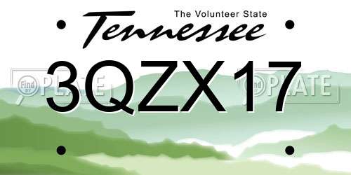 3QZX17 Tennessee License Plate