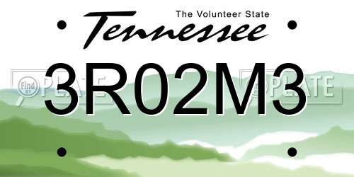 3R02M3 Tennessee License Plate