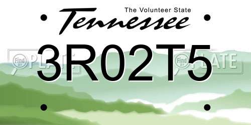 3R02T5 Tennessee License Plate