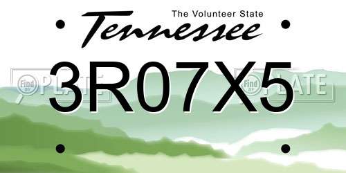 3R07X5 Tennessee License Plate