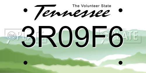 3R09F6 Tennessee License Plate