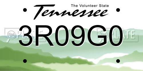 3R09G0 Tennessee License Plate