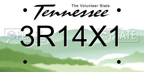 3R14X1 Tennessee License Plate