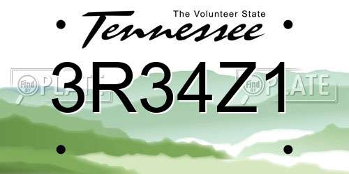 3R34Z1 Tennessee License Plate
