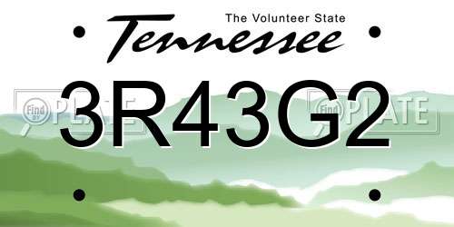 3R43G2 Tennessee License Plate