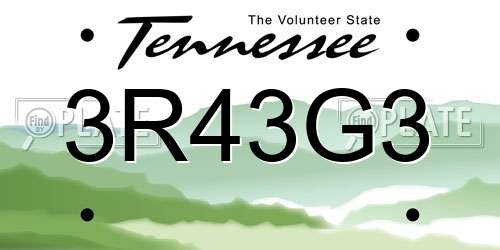 3R43G3 Tennessee License Plate
